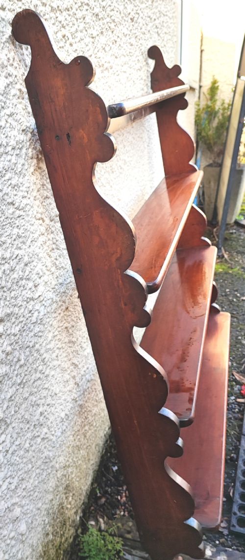ANTIQUE MAHOGANY HANGING WALL SHELF - ADDITIONAL PHOTO 10