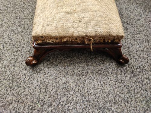 ANTIQUE MAHOGANY LONG HEARTH STOOL - ADDITIONAL PHOTO 5