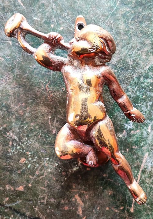 EDWARDIAN CHERUB BRASS DOOR KNOCKER - ADDITIONAL PHOTO 4