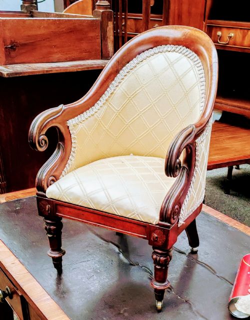 RARE REGENCY MINIATURE BERGERE CHAIR - ADDITIONAL PHOTO 2