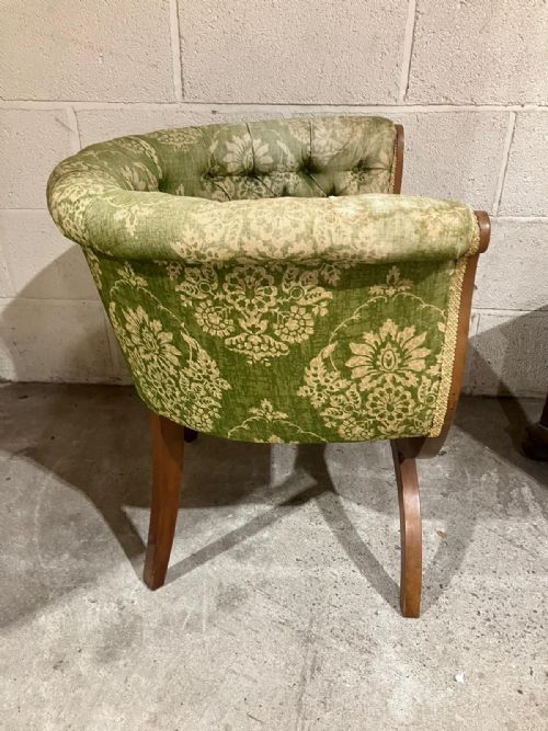 1920S WALNUT X FRAME TUB DESK CHAIR - ADDITIONAL PHOTO 1