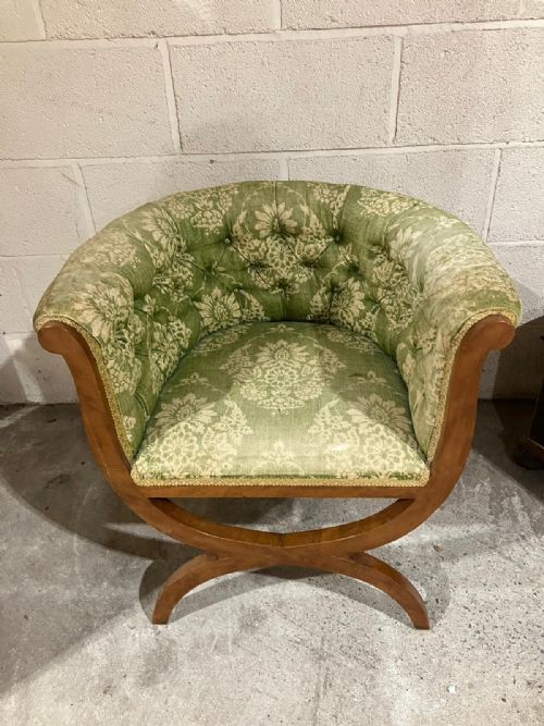 1920S WALNUT X FRAME TUB DESK CHAIR - ADDITIONAL PHOTO 3