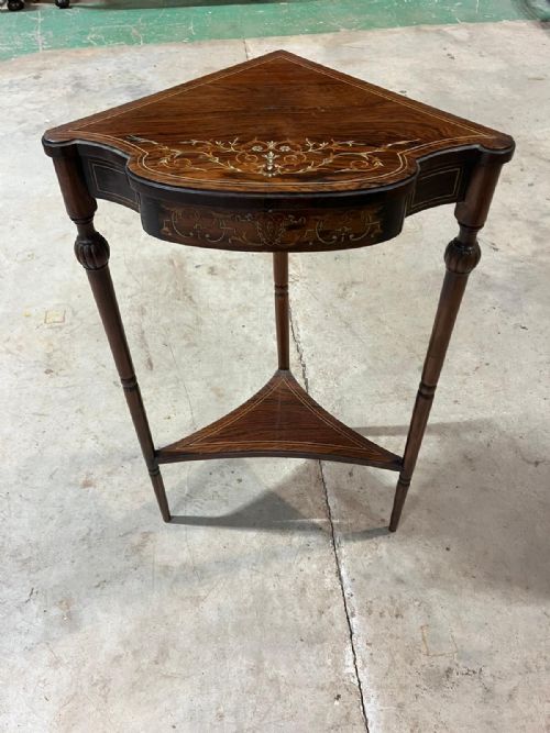 antique rosewood and marquetry corner table - CATEGORY: ANTIQUE TABLES - DATED 1900