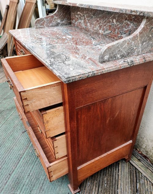 ANTIQUE MARBLE TOP CHEST OF DRAWERS - ADDITIONAL PHOTO 6