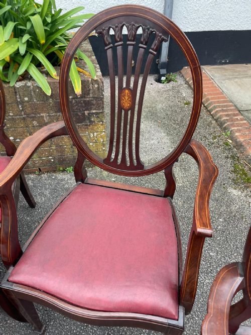 QUALITY SET OF 8 EDWARDIAN MAHOGANY INLAID DINING CHAIRS - ADDITIONAL PHOTO 5