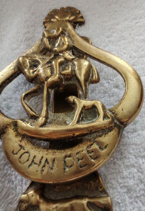 ANTIQUE BRASS DOOR KNOCKER DEPICTING JOHN PEEL - ADDITIONAL PHOTO 7