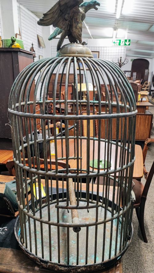 large antique brass bird cage - CATEGORY: ANTIQUE MISCELLANEOUS - DATED VICTORIAN