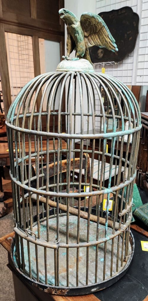 LARGE ANTIQUE BRASS BIRD CAGE - ADDITIONAL PHOTO 2