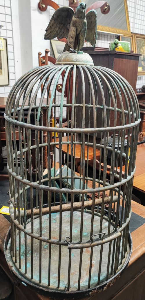 LARGE ANTIQUE BRASS BIRD CAGE - ADDITIONAL PHOTO 5
