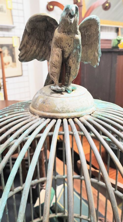 LARGE ANTIQUE BRASS BIRD CAGE - ADDITIONAL PHOTO 6