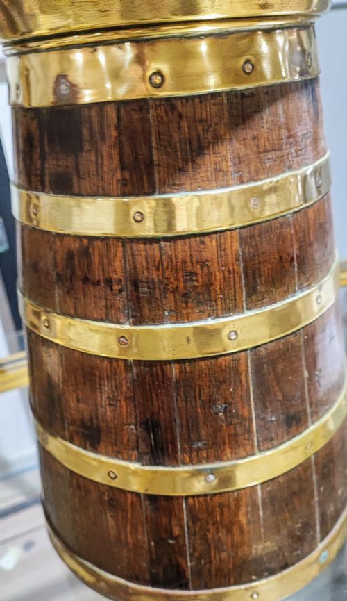 ANTIQUE OAK AND BRASS STICK UMBRELLA STAND - ADDITIONAL PHOTO 2