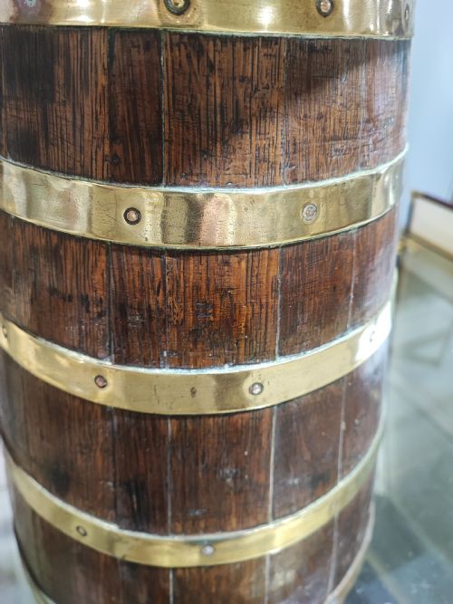 ANTIQUE OAK AND BRASS STICK UMBRELLA STAND - ADDITIONAL PHOTO 3