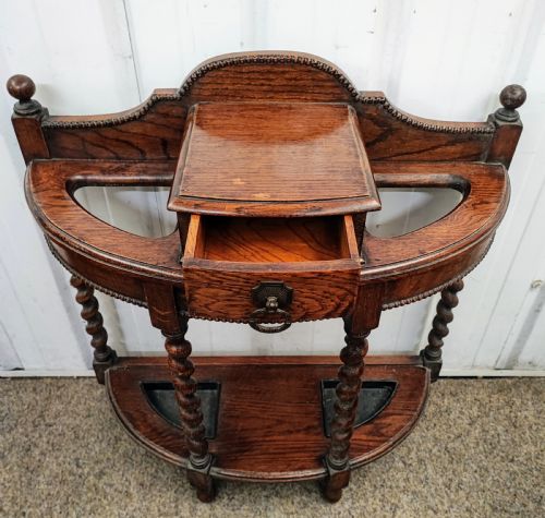 ANTIQUE ENGLISH OAK UMBRELLA STICK STAND - ADDITIONAL PHOTO 1