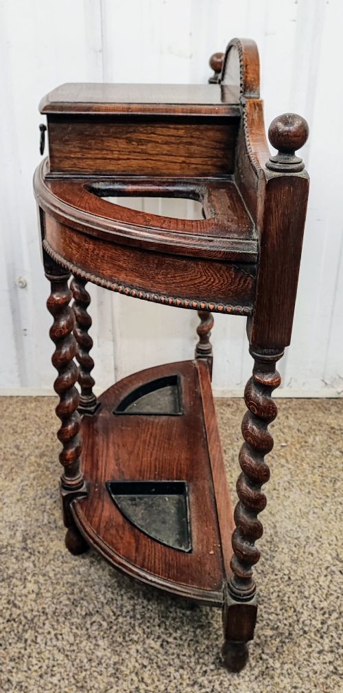ANTIQUE ENGLISH OAK UMBRELLA STICK STAND - ADDITIONAL PHOTO 2