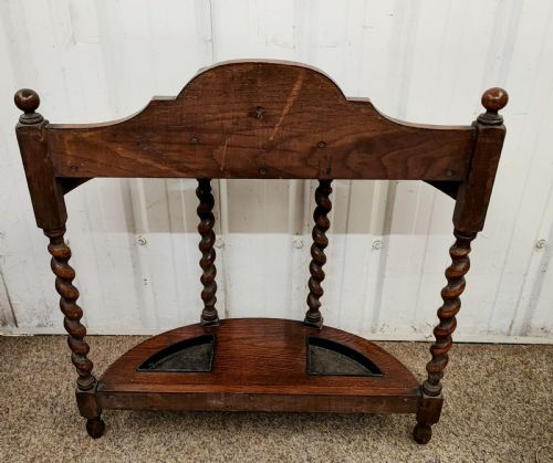 ANTIQUE ENGLISH OAK UMBRELLA STICK STAND - ADDITIONAL PHOTO 3