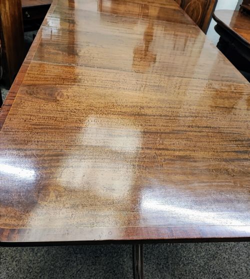 ANTIQUE LARGE MAHOGANY EXTENDING REGENCY STYLE TWIN PILLAR DINING TABLE - ADDITIONAL PHOTO 2