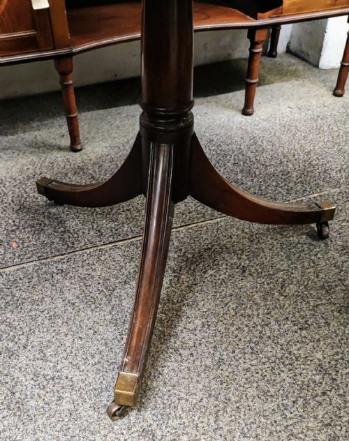 ANTIQUE LARGE MAHOGANY EXTENDING REGENCY STYLE TWIN PILLAR DINING TABLE - ADDITIONAL PHOTO 4