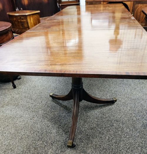 ANTIQUE LARGE MAHOGANY EXTENDING REGENCY STYLE TWIN PILLAR DINING TABLE - ADDITIONAL PHOTO 5