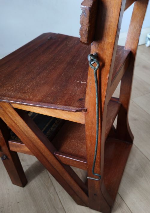 FINE SET OF 19C MAHOGANY METAMORPHIC LIBRARY STEPS - ADDITIONAL PHOTO 1