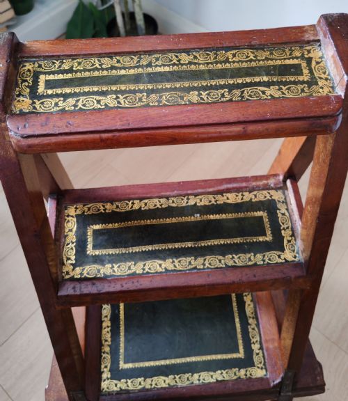 FINE SET OF 19C MAHOGANY METAMORPHIC LIBRARY STEPS - ADDITIONAL PHOTO 4