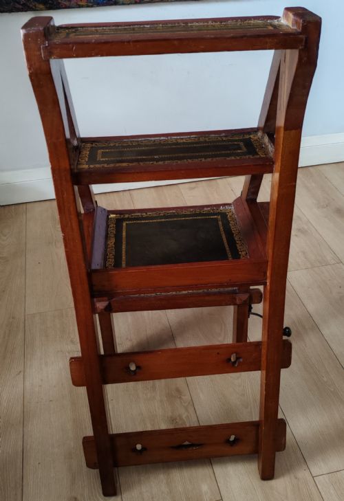 FINE SET OF 19C MAHOGANY METAMORPHIC LIBRARY STEPS - ADDITIONAL PHOTO 11