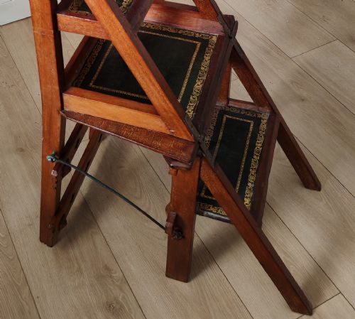FINE SET OF 19C MAHOGANY METAMORPHIC LIBRARY STEPS - ADDITIONAL PHOTO 19