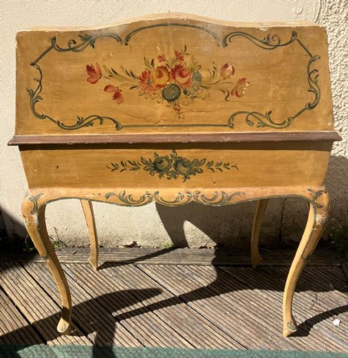 19C PAINTED VENETIAN LADIES BUREAU WITH MATCHING CHAIR - ADDITIONAL PHOTO 12