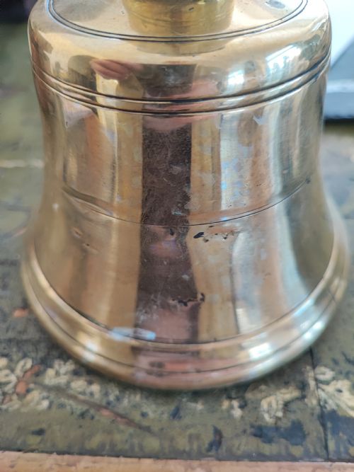 ANTIQUE BRONZE TOWN CRIERS HAND BELL - ADDITIONAL PHOTO 2
