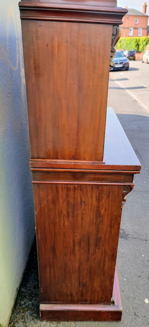 VICTORIAN MAHOGANY 2 DOOR BOOKCASEWITH GLAZED TOP - ADDITIONAL PHOTO 2