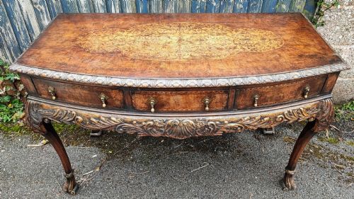 a superb queen anne style walnut marquetry carved and gilded hall table or side table - CATEGORY: ANTIQUE TABLES - DATED 19TH CENTURY