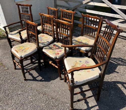 SUPERB SET OF 8 SPINDLE BACK COUNTRY CHAIRS - ADDITIONAL PHOTO 8