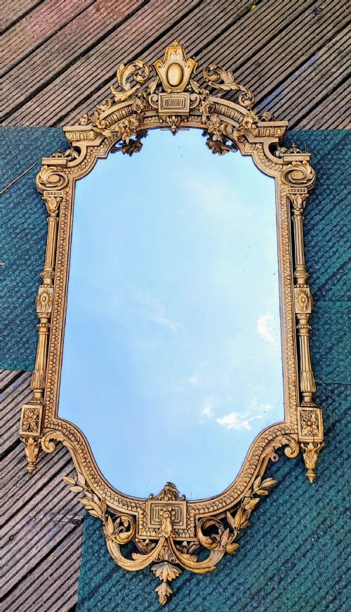 ANTIQUELARGE SIZED GILT WALL MIRROR - ADDITIONAL PHOTO 5