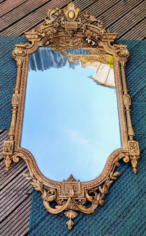 ANTIQUELARGE SIZED GILT WALL MIRROR - ADDITIONAL PHOTO 7
