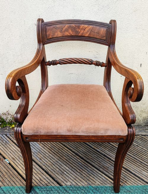 REGENCY SABRE LEG MAHOGANY DESK CHAIR - ADDITIONAL PHOTO 1