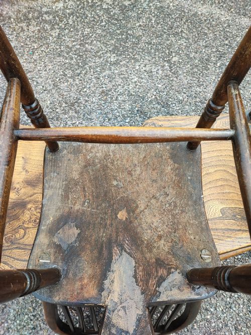 ANTIQUE SET OF 6 ASH AND ELM KITCHEN DINING CHAIRS - ADDITIONAL PHOTO 1