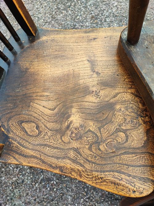 ANTIQUE SET OF 6 ASH AND ELM KITCHEN DINING CHAIRS - ADDITIONAL PHOTO 2