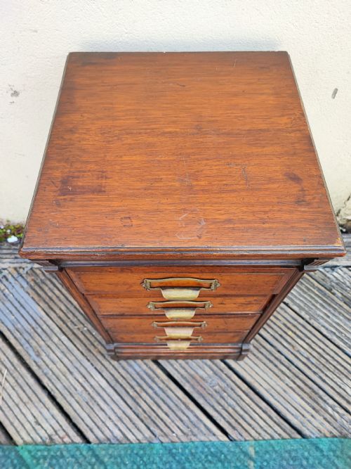 ANTIQUE SMALL OAK FILING CHEST - ADDITIONAL PHOTO 1