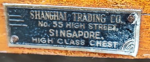 STRIKING ANTIQUE CARVED TEAK AND CAMPHOR TRUNK - ADDITIONAL PHOTO 1