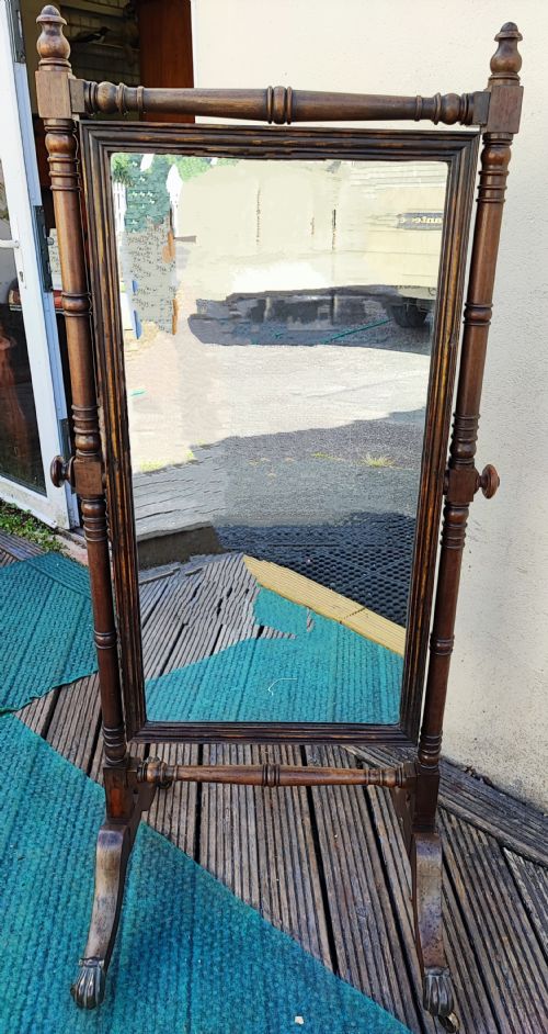 regency mahogany cheval mirror - CATEGORY: ANTIQUE MIRRORS - DATED REGENCY