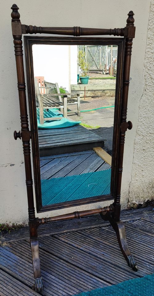 REGENCY MAHOGANY CHEVAL MIRROR - ADDITIONAL PHOTO 1