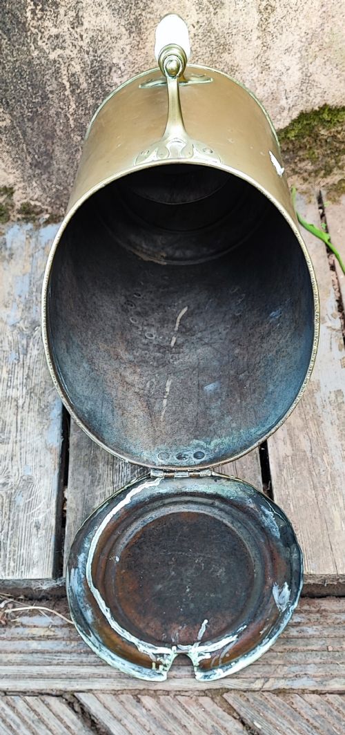 RARE AND UNUSUAL ANTIQUE BRASS COAL SCUTTLE DATED 1857 THE PERSIAN - ADDITIONAL PHOTO 6