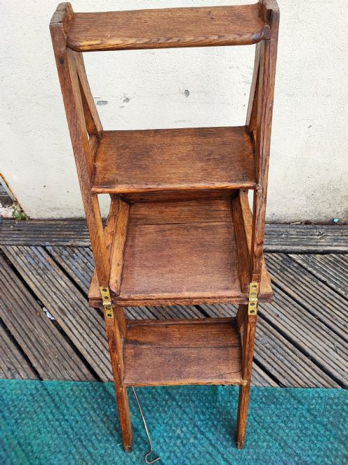 ANTIQUE GOTHIC OAK METAMORPHIC LIBRARY STEPS - ADDITIONAL PHOTO 6