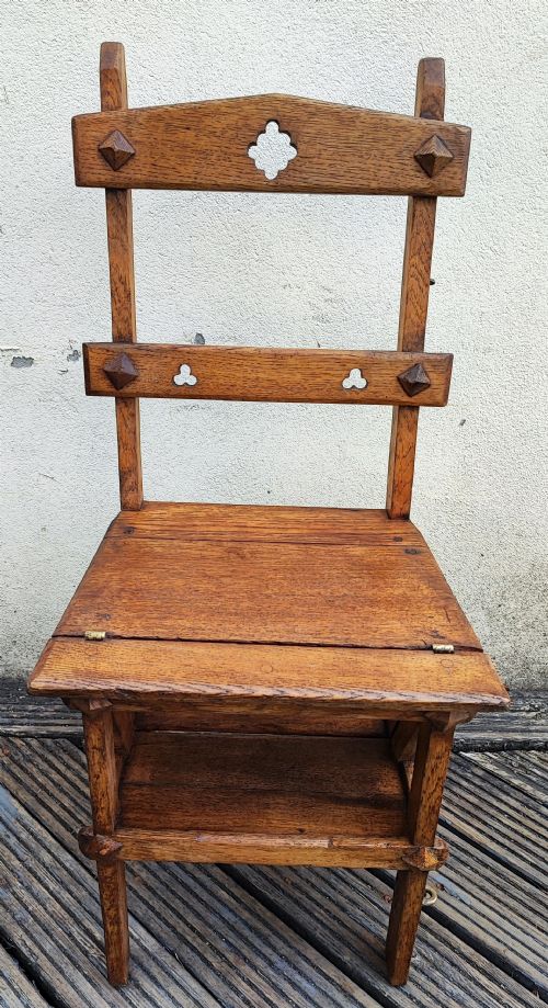 ANTIQUE GOTHIC OAK METAMORPHIC LIBRARY STEPS - ADDITIONAL PHOTO 8