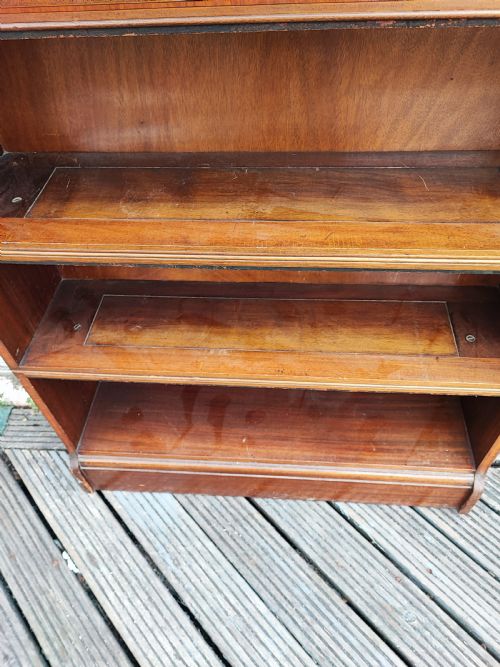 EDWARDIAN INLAID MAHOGANY 3 SECTION OPEN BOOKCASE - ADDITIONAL PHOTO 4
