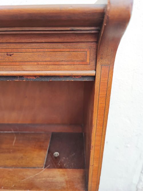 EDWARDIAN INLAID MAHOGANY 3 SECTION OPEN BOOKCASE - ADDITIONAL PHOTO 5