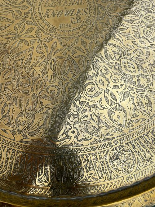 ANTIQUE GENERAL KNOWLES CB 1896 ANGLO INDIAN BRASS TOP TABLE - ADDITIONAL PHOTO 2