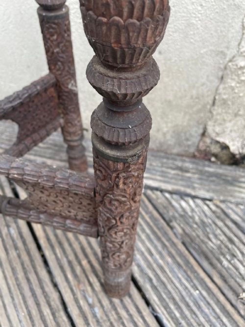 ANTIQUE GENERAL KNOWLES CB 1896 ANGLO INDIAN BRASS TOP TABLE - ADDITIONAL PHOTO 3