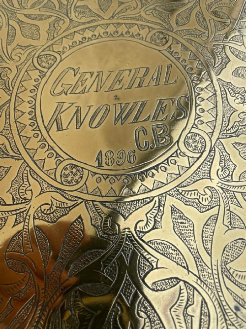 ANTIQUE GENERAL KNOWLES CB 1896 ANGLO INDIAN BRASS TOP TABLE - ADDITIONAL PHOTO 4
