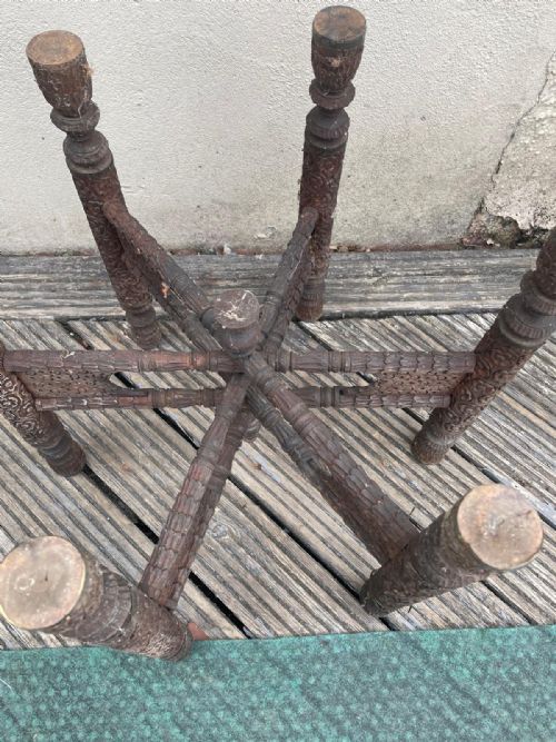 ANTIQUE GENERAL KNOWLES CB 1896 ANGLO INDIAN BRASS TOP TABLE - ADDITIONAL PHOTO 5