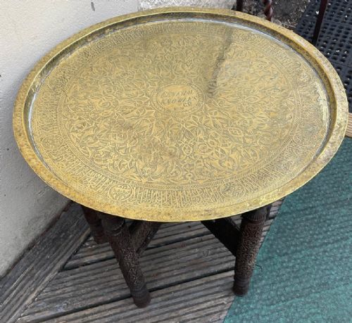 ANTIQUE GENERAL KNOWLES CB 1896 ANGLO INDIAN BRASS TOP TABLE - ADDITIONAL PHOTO 6